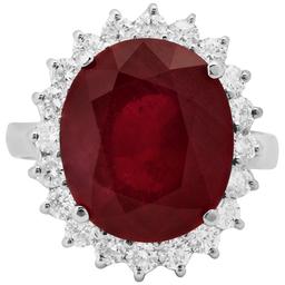 14k White Gold 9.65ct Ruby 0.93ct Diamond Ring