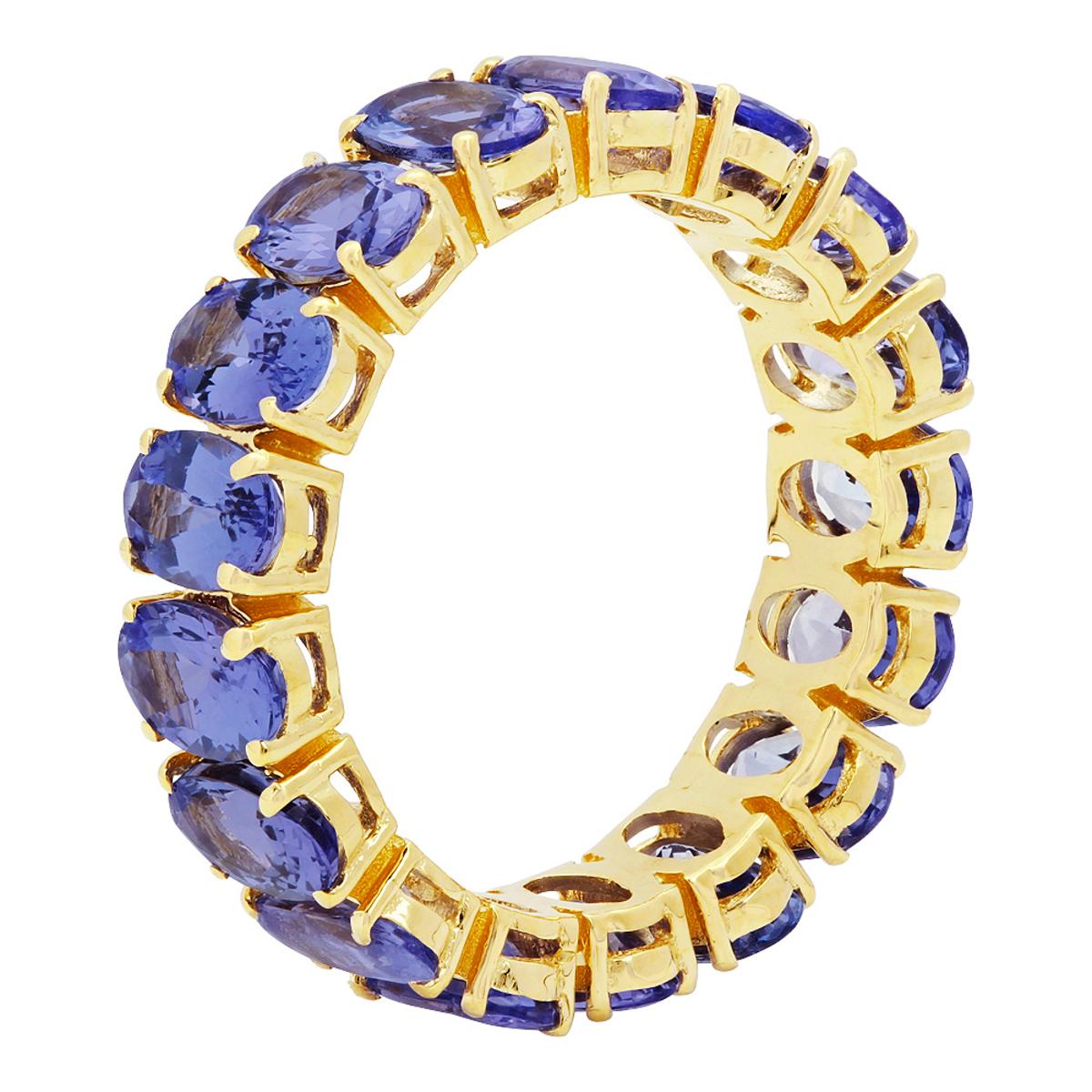 14k Yellow Gold 7.38ct Tanzanite Eternity Band Ring