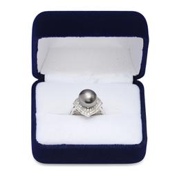18K White Gold Setting with one 10mm South Sea Pearl and 0.50ct Diamond Ring