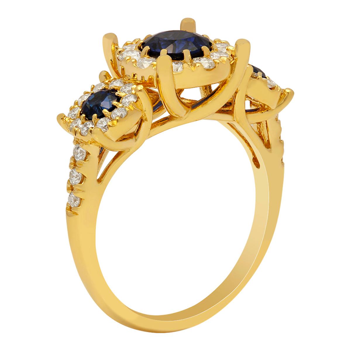 14k Yellow Gold 0.78ct Lab Created Sapphire 0.84ct Diamond Ring