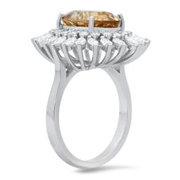 14K White Gold 7.85ct Gold Zircon and 2.16ct Diamond Ring