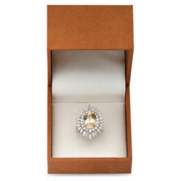 14K White Gold 7.85ct Gold Zircon and 2.16ct Diamond Ring