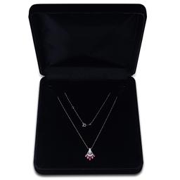 18K White Gold Setting with 0.60ct Ruby and 0.06ct Diamond Ladies Pendant