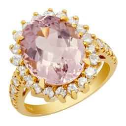 14k Yellow Gold 5.87ct Morganite 1.01ct Diamond Ring