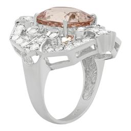 14k White Gold 7.16ct Morganite 1.21ct Diamond Ring