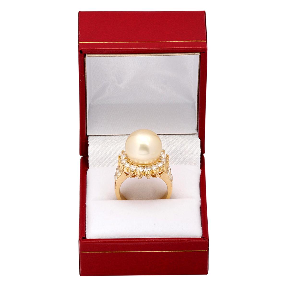 14k Yellow Gold 13mm Pearl 1.73ct Diamond Ring