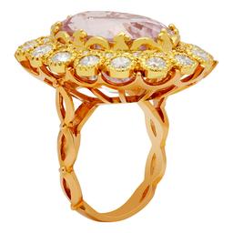14k Yellow & Rose Gold 19.86ct Kunzite 2.84ct Diamond Ring