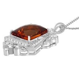 14k White Gold 22.88ct Citrine 1.39ct Diamond Pendant