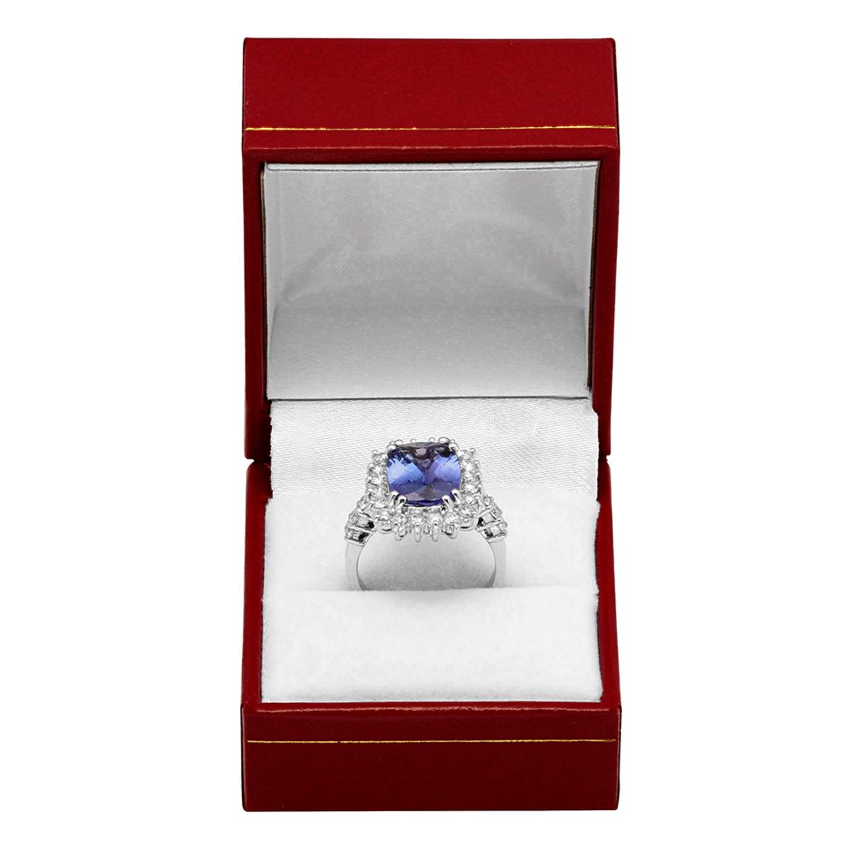 14k White Gold 4.10ct Tanzanite 1.09ct Diamond Ring