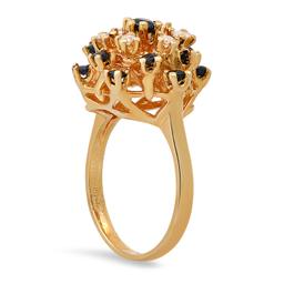 14K Yellow Gold Sapphire and Diamond Ladies Ring