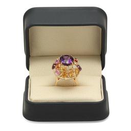 14K Yellow Gold 8.50ct Amethyst 6.42ct Sapphire and 0.71ct Diamond Ring