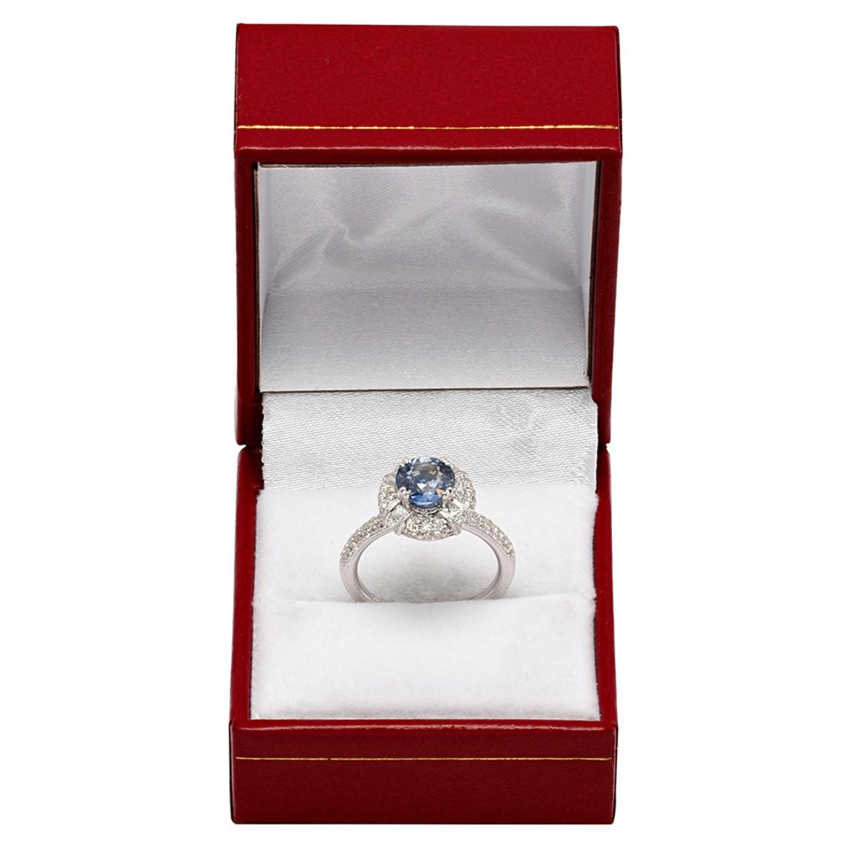 14k White Gold 1.75ct Sapphire 0.76ct Diamond Ring