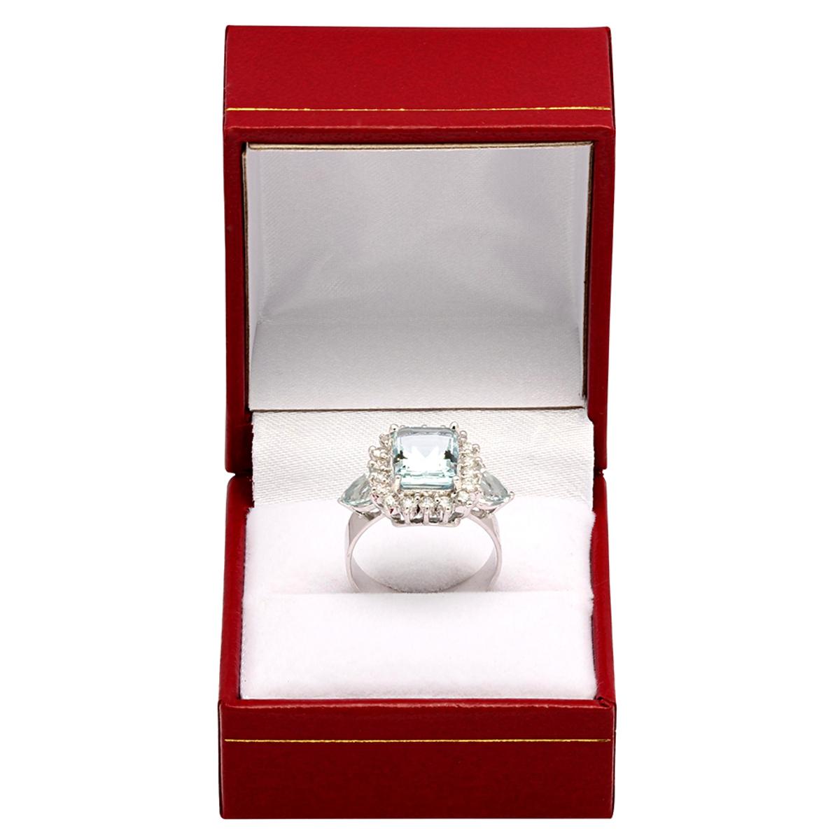 14k White Gold 3.50ct & 0.55ct Aquamarine 0.65ct Diamond Ring