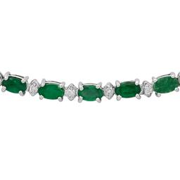 14k White Gold 15.41ct Emerald 1.29ct Diamond Necklace