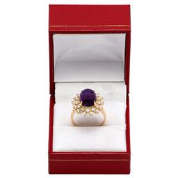 14k Yellow Gold 5.10ct Amethyst 0.72ct Diamond Ring