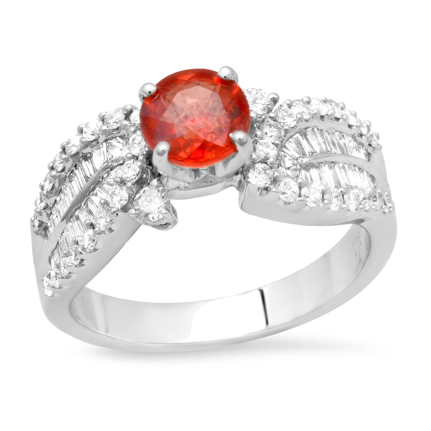 18K White Gold Setting with 1.17ct Orange Sapphire and 0.87ct Diamond Ring