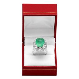 14k White Gold 8.99ct Emerald 3.89ct Diamond Ring