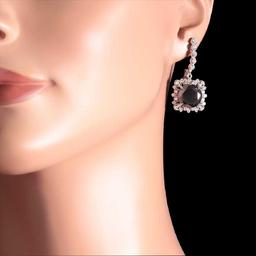 14K White Gold 11.88ct Fancy Black Diamond and 1.66ct Diamond Earrings