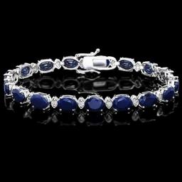 14K White Gold 23.38ct Sapphire and 0.68ct Diamond Bracelet