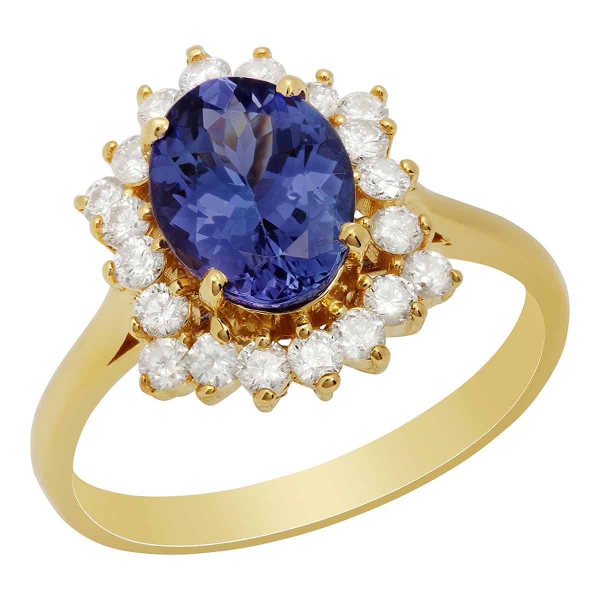 14k Yellow Gold 1.71ct Tanzanite 0.55ct Diamond Ring