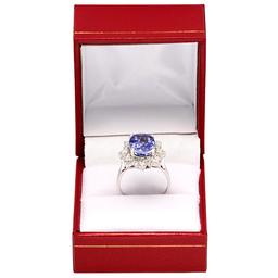 14k White Gold 4.68ct Tanzanite 1.51ct Diamond Ring