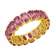 14k Yellow Gold 12.60ct Pink Sapphire Eternity Band Ring