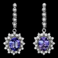 14K White Gold 4.76ct Tanzanite and 1.62ct Diamond Earrings