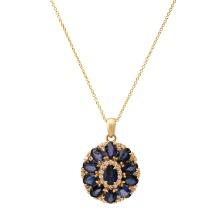 14K Yellow Gold Setting with 5.24ct Sapphire and 0.67ct Diamond Pendant