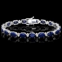 14K White Gold 23.38ct Sapphire and 0.68ct Diamond Bracelet