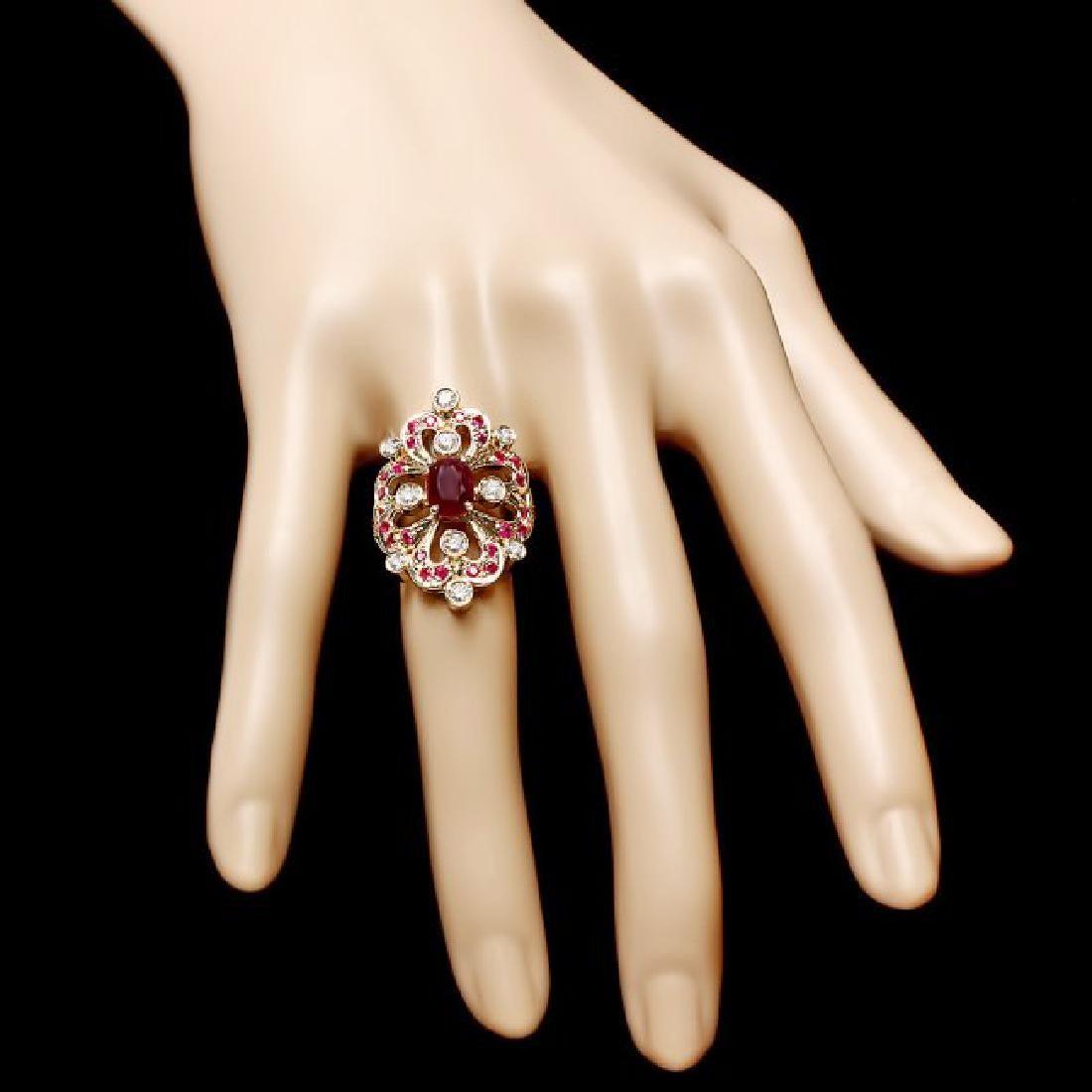 14K Yellow Gold 2.12ct Ruby and 0.48ct Diamond Ring