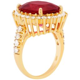 14k Yellow Gold 12.95ct Ruby 1.36ct Diamond Ring