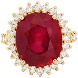 14k Yellow Gold 12.95ct Ruby 1.36ct Diamond Ring