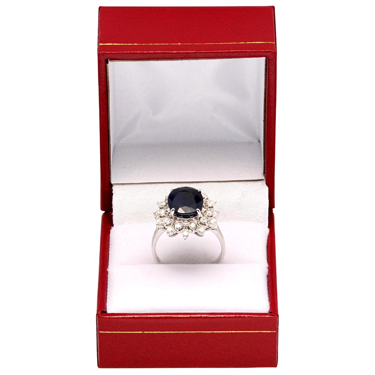 14k White Gold 5.28ct Sapphire 0.66ct Diamond Ring