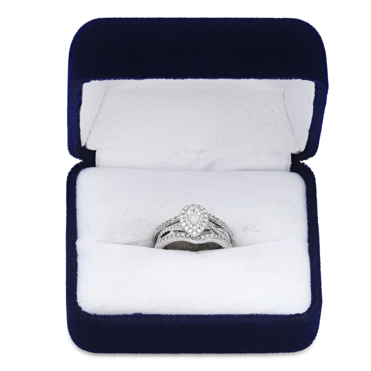 14K White Gold Two Ring Set with 0.93tcw Diamond Ladies Ring