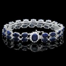 14K Gold 50.15ct Sapphire 0.49ct Diamond Bracelet