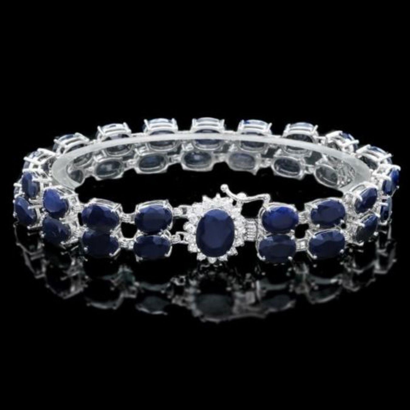 14K Gold 50.15ct Sapphire 0.49ct Diamond Bracelet