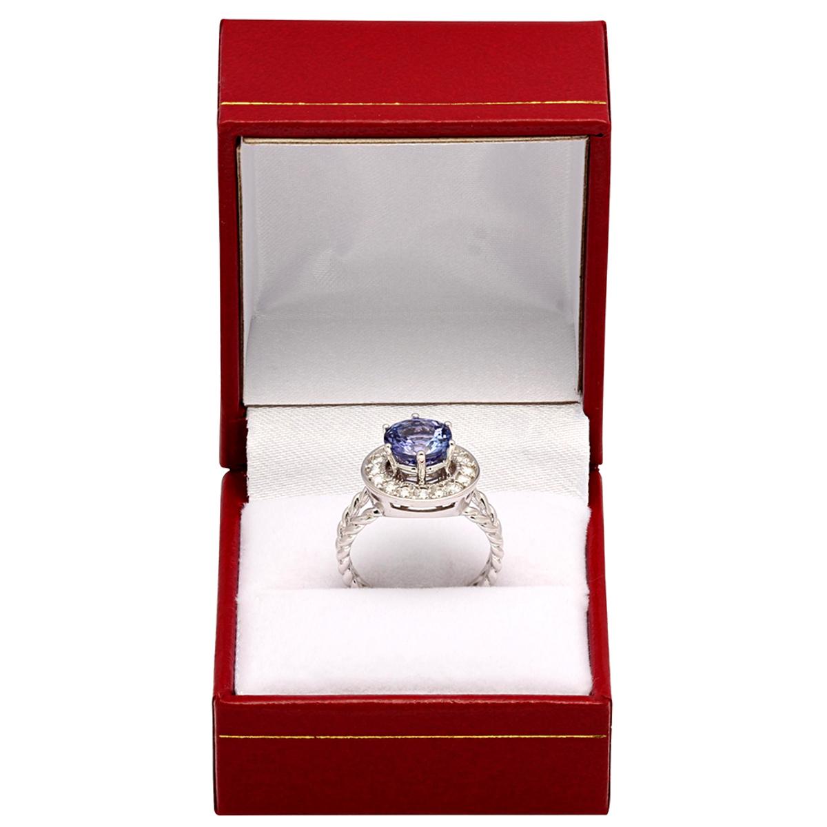 14k White Gold 2.26ct Tanzanite 0.52ct Diamond Ring