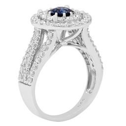 14k White Gold 0.99ct Sapphire 1.52ct Diamond Ring