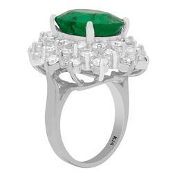 14k White Gold 4.09ct Emerald 2.38ct Diamond Ring