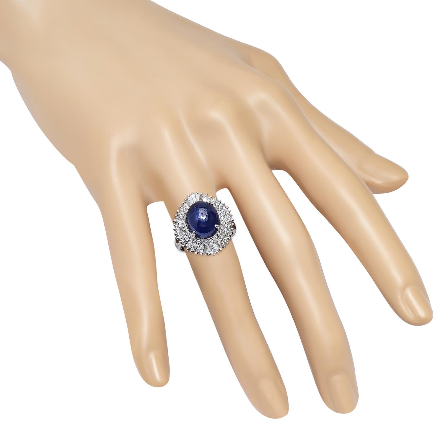 Platinum Setting with 7.45ct Sapphire and 1.0ct Diamond Ladies Ring