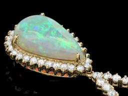 14K Yellow Gold 8.50ct Opal and 6.35ct Diamond Necklace