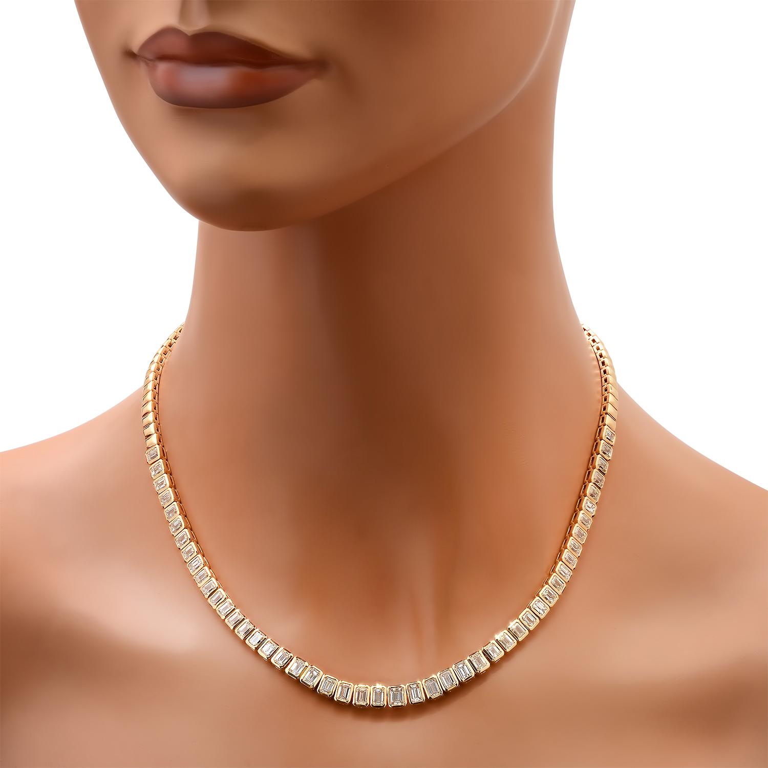 18K Yellow Gold Setting with 11.65ct Emerald Cut Diamond Necklace