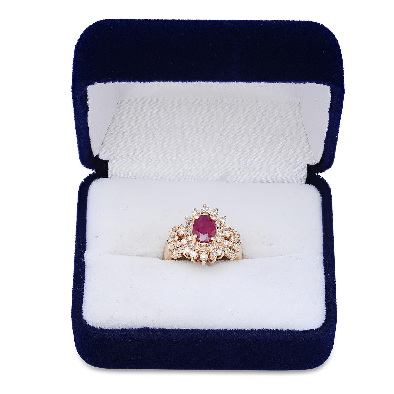 14K Yellow Gold Setting with 1.30ct Ruby and 0.88ct Diamond Ladies Ring