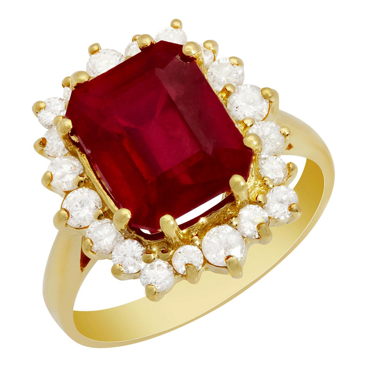 14k Yellow Gold 5.63ct Ruby 0.81ct Diamond Ring