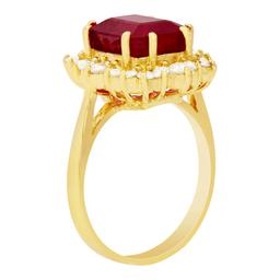 14k Yellow Gold 5.63ct Ruby 0.81ct Diamond Ring