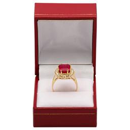 14k Yellow Gold 5.63ct Ruby 0.81ct Diamond Ring