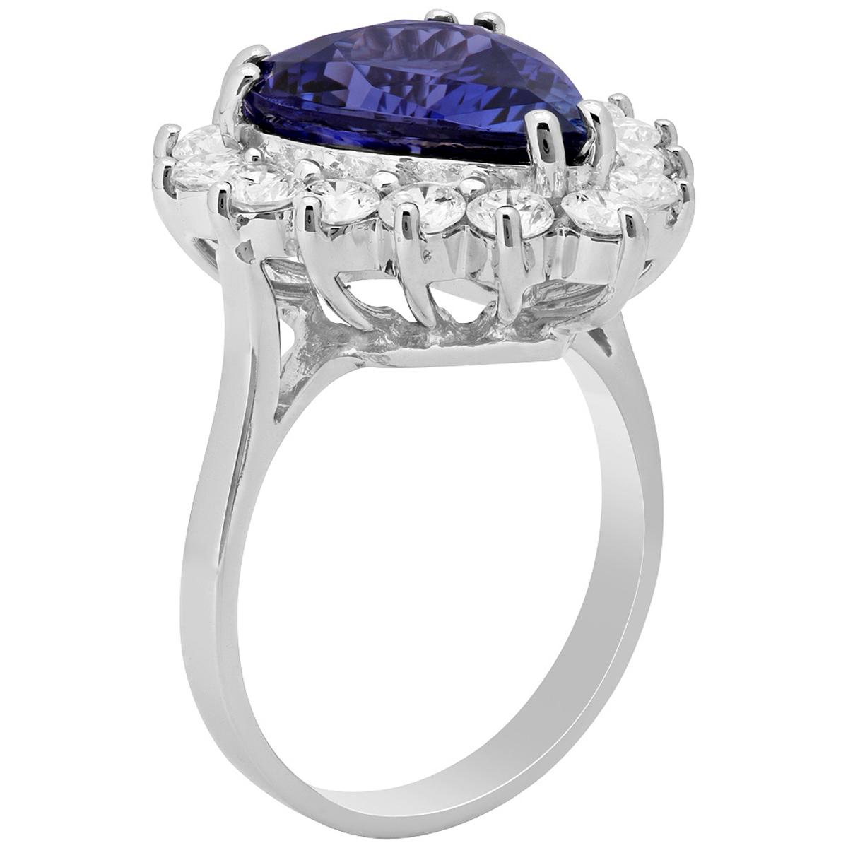 14k White Gold 6.43ct Tanzanite 1.47ct Diamond Ring