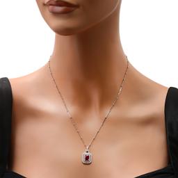 18K White Gold Setting with 1.23ct Ruby and 0.55ct Diamond Ladies Pendant