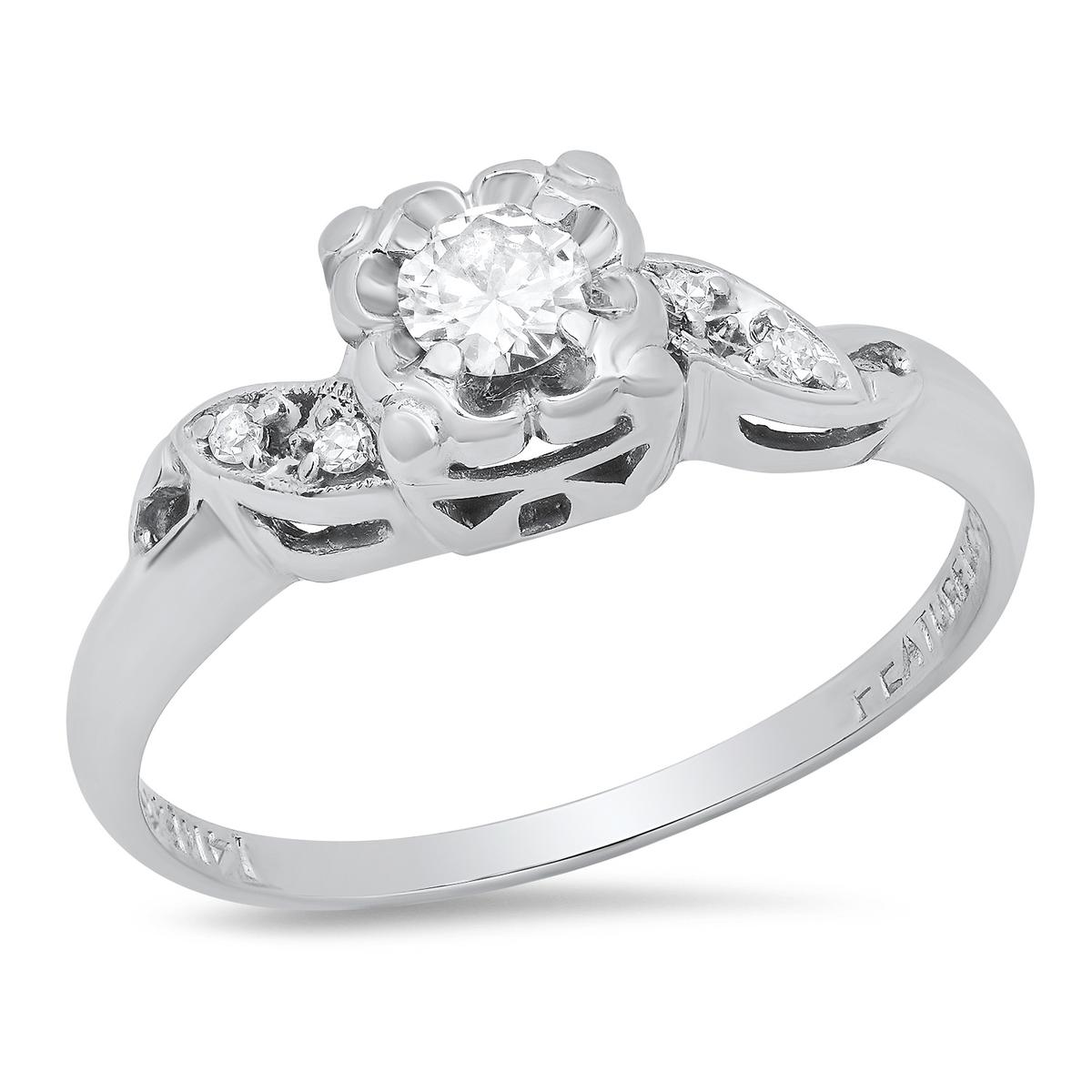 14K White Gold Setting with 0.31ct Diamond Ladies Ring