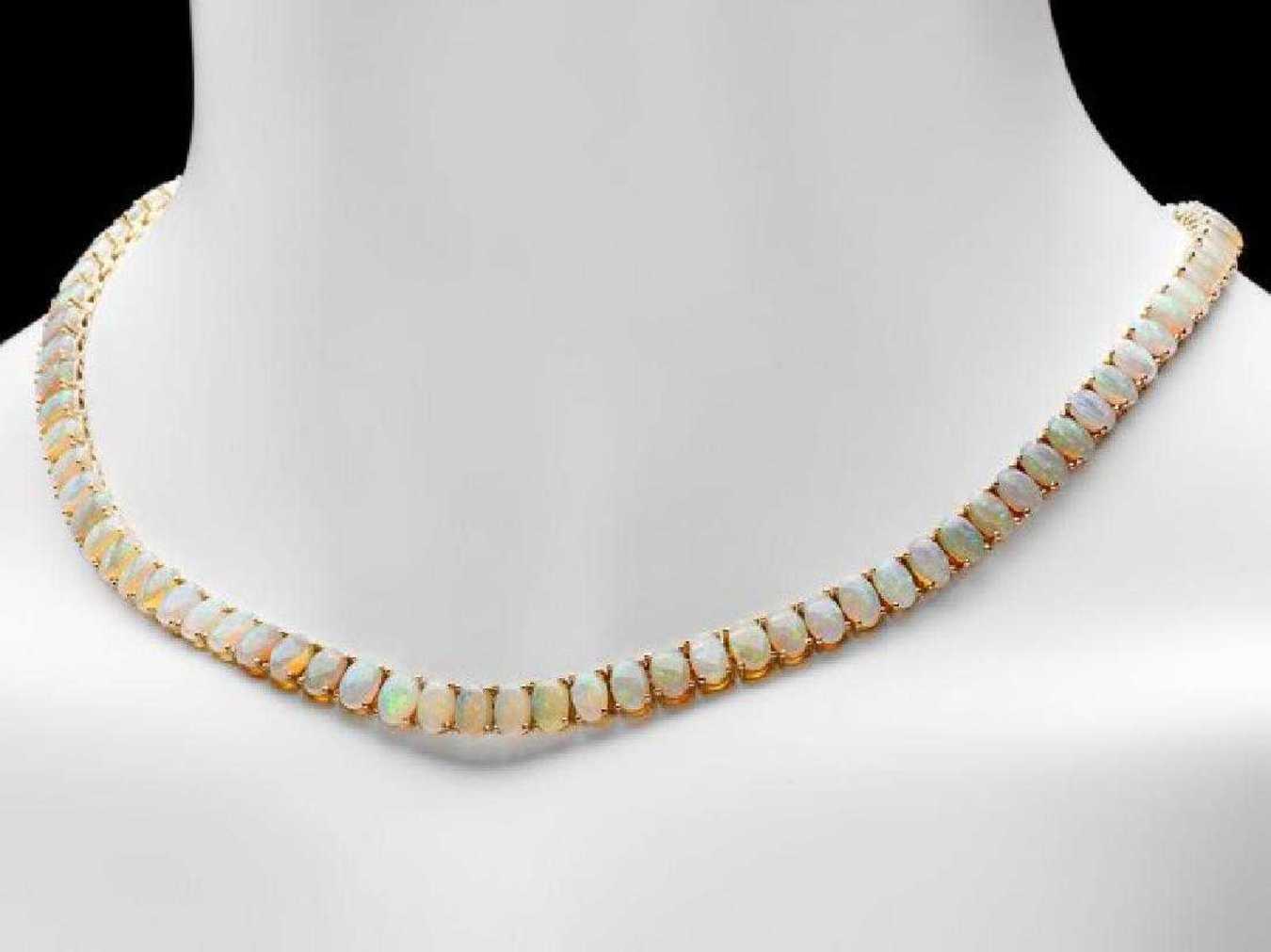 14K Yellow Gold and 29.79ct Opal Necklace